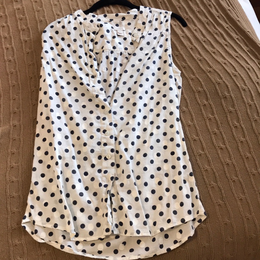 JCrew pola dot sleeveless button down